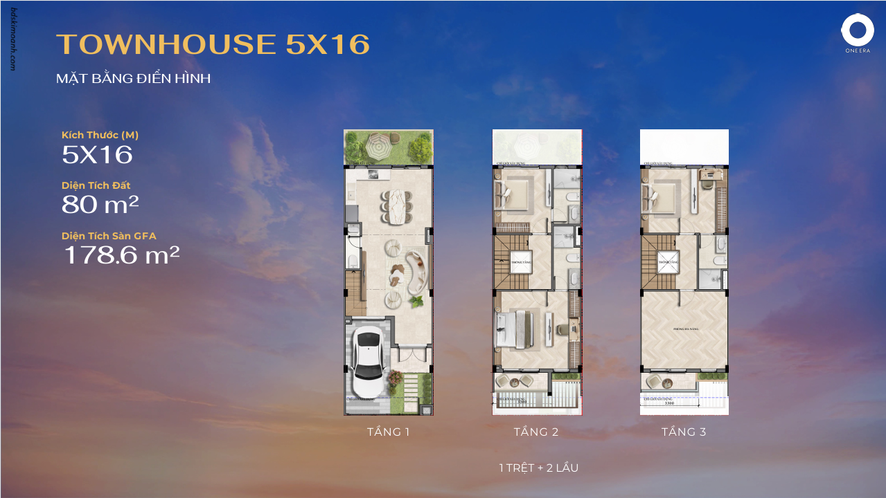 MẪU NHÀ TOWNHOUSF 5X16 TẠI ONE ERA