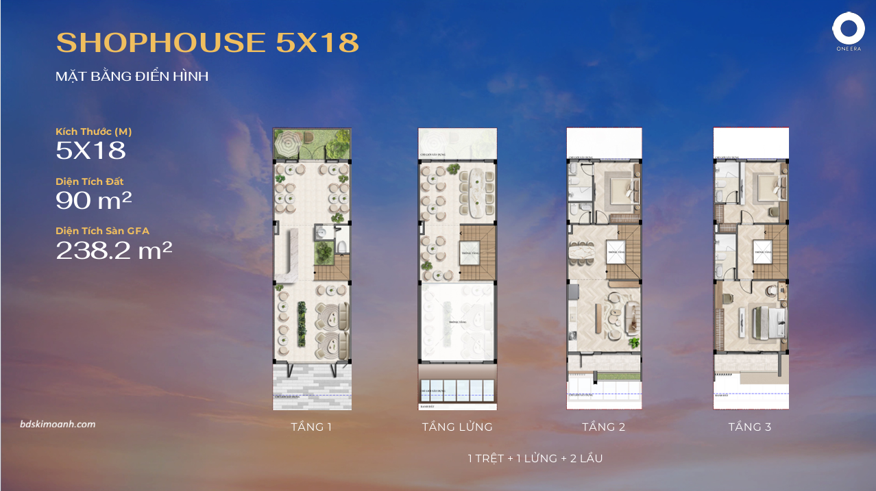 shophouse 5x18 facade dự án one era